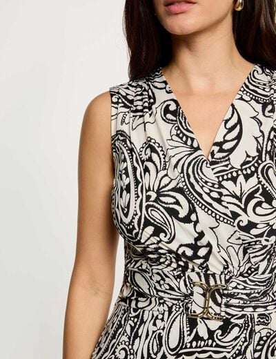 Vestido corto cruzado negro mujer
