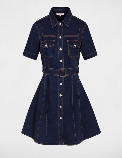 Vestido corto vaquero vaquero en bruto mujer