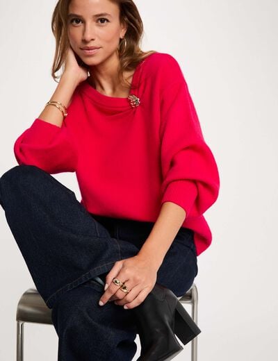 Jersey asim&eacute;trico con joya mujer