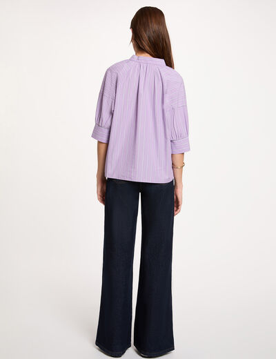 Blusa de rayas con cuello en v multicolor mujer