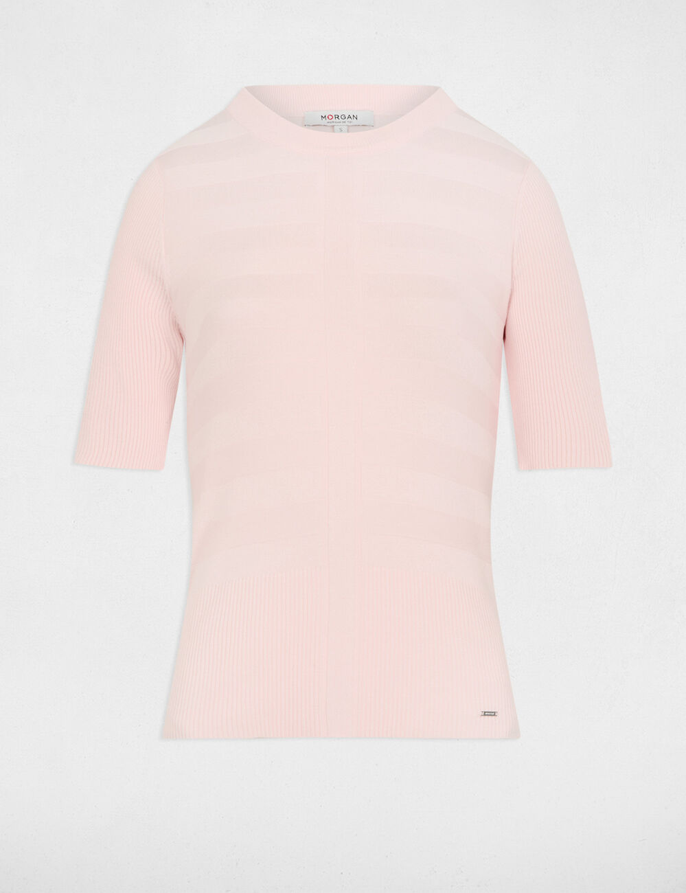 Jersey manga corta rosa claro mujer
