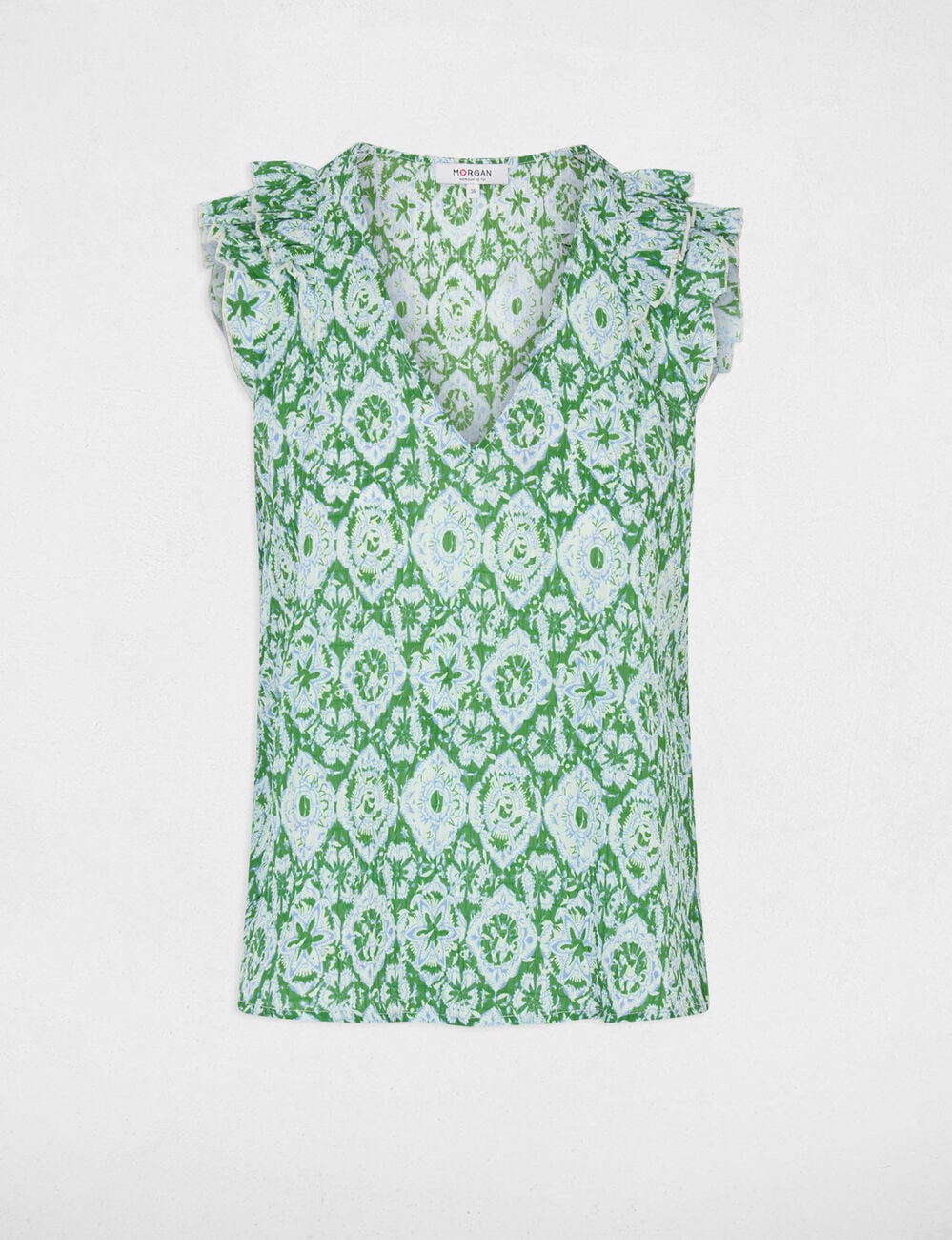 Top sin mangas con cuello en v multicolor mujer