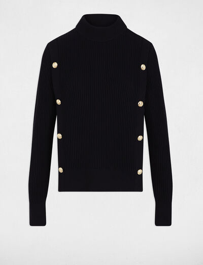 Jersey corto de cuello alto negro mujer