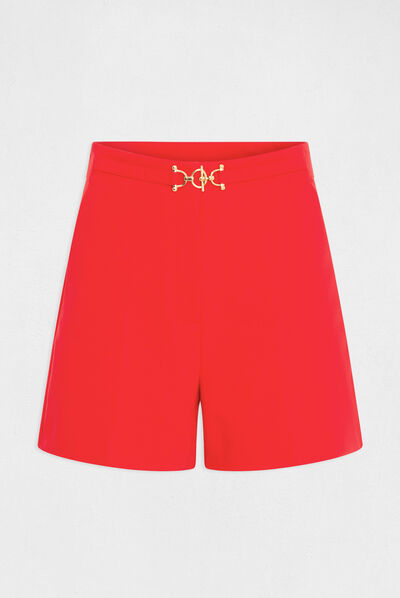 Short city recto detalle de hebilla rojo mujer