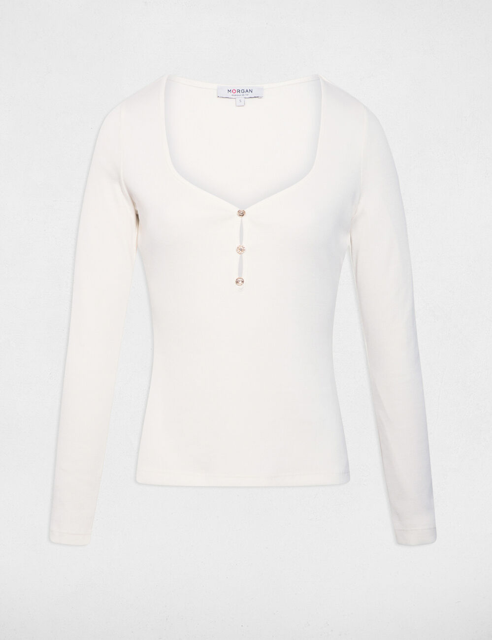 Camiseta cuello coraz&oacute;n blanco mujer