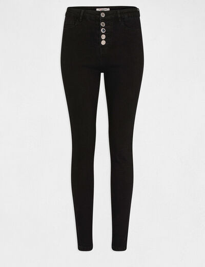 Vaquero skinny talle est&aacute;ndar abotonado negro mujer