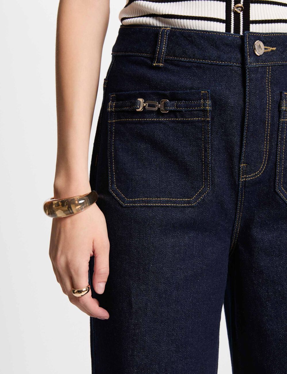 Vaquero pernera ancha denim crudo mujer