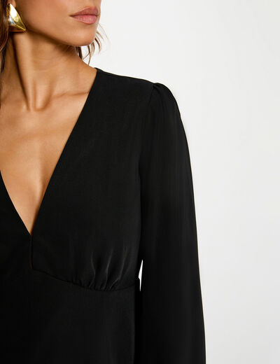 Vestido corto evasé negro mujer