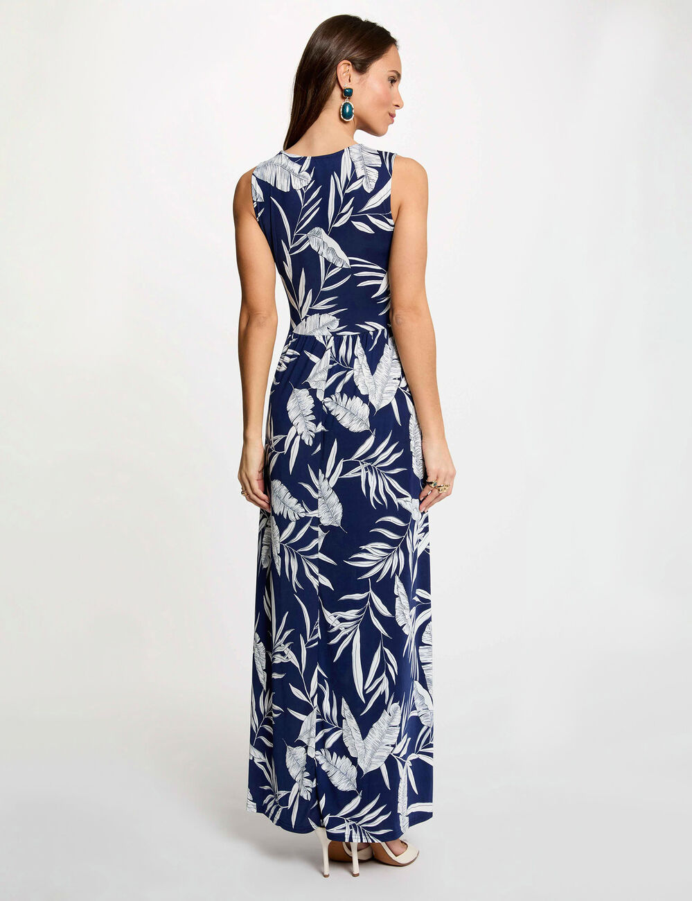 Vestido largo escotado multicolor mujer