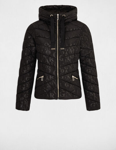 Plumón estampado monogram negro mujer