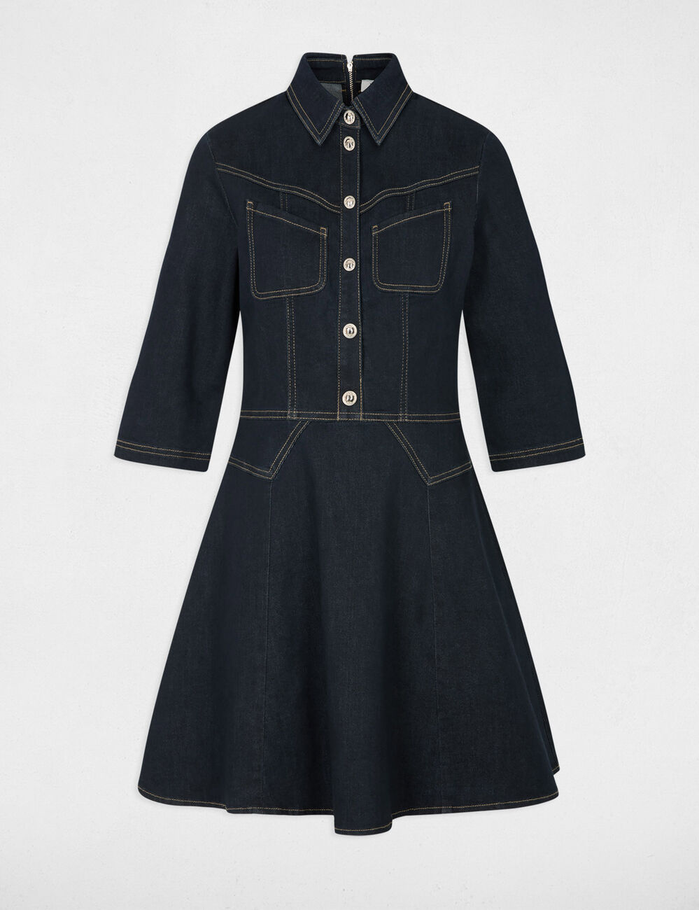 Vestido corto de mezclilla denim crudo mujer