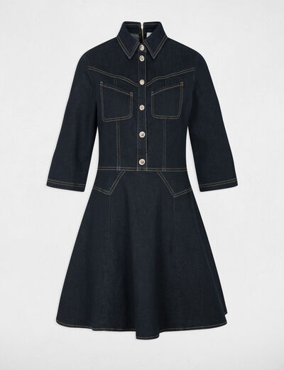 Vestido corto de mezclilla denim crudo mujer