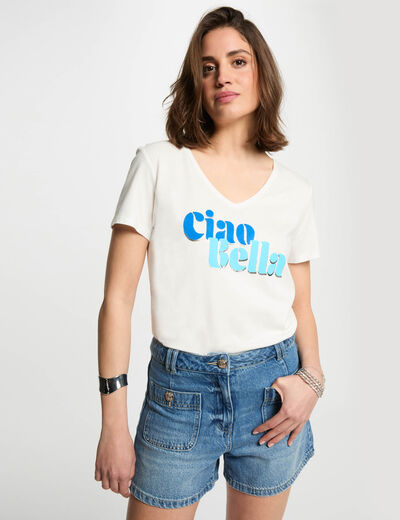 Camiseta con mensaje blanco mujer