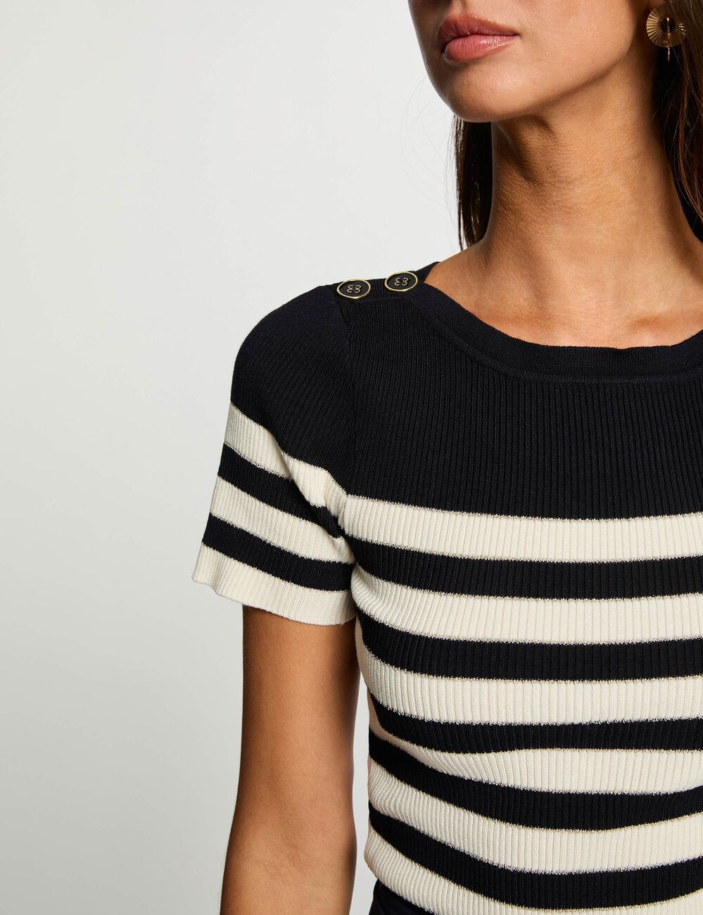 Jersey cuello redondo rayas azul marino mujer