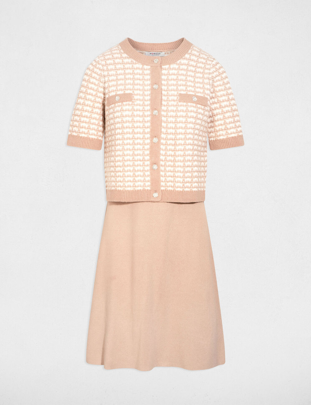 Vestido de punto efecto 2 en 1 topo mujer
