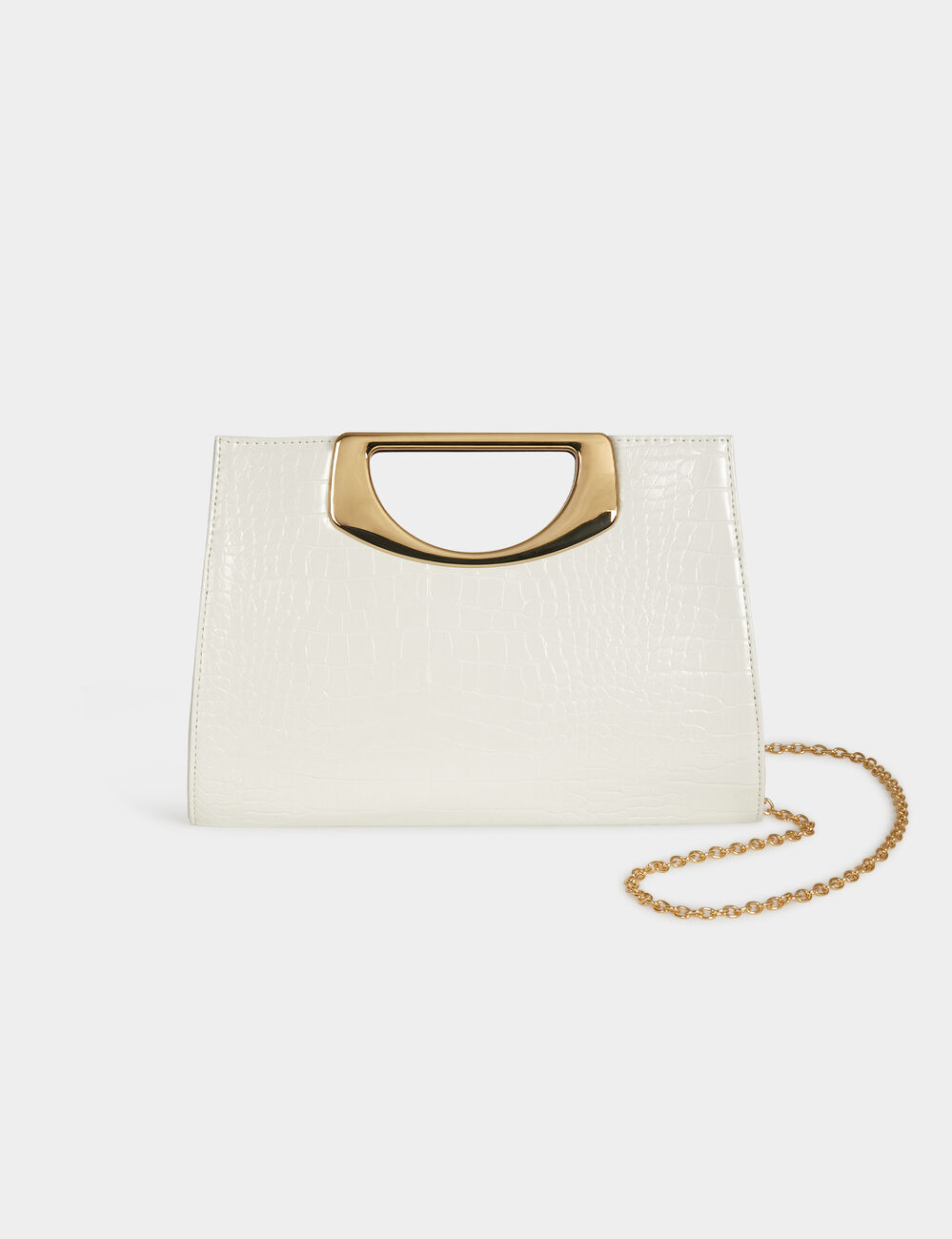 Bolso cartera de mano efecto cocodrilo blanco mujer