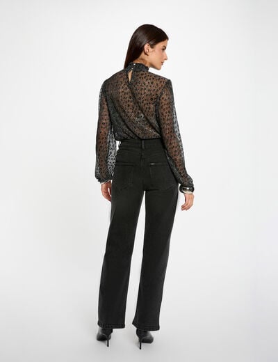 Camiseta de cuello alto negro mujer