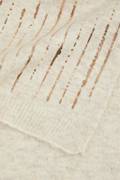 Bufanda de punto beige mujer