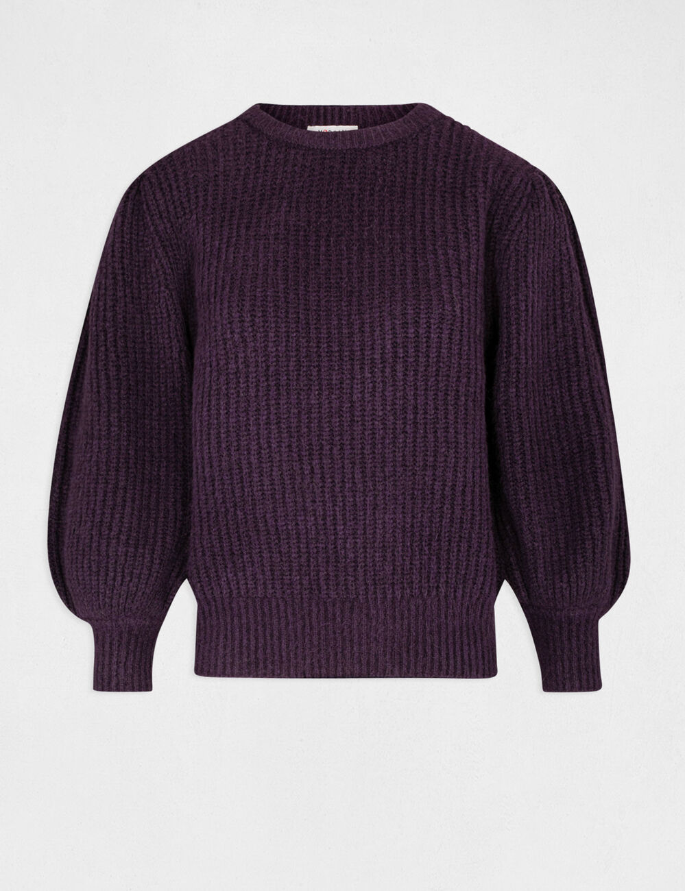 Jersey manga larga abullonada morado oscuro mujer
