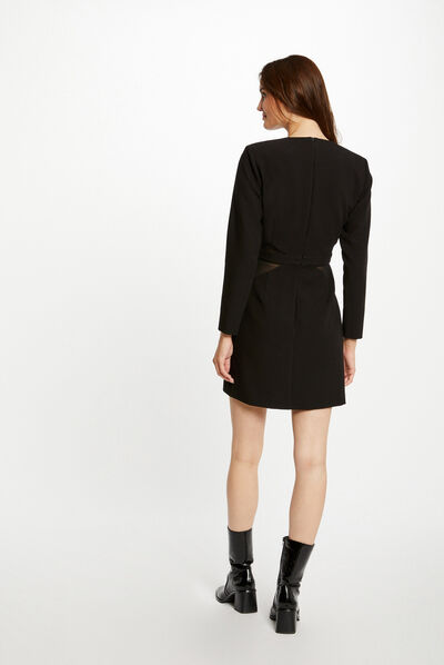 Vestido ajustado detalles transparente negro mujer