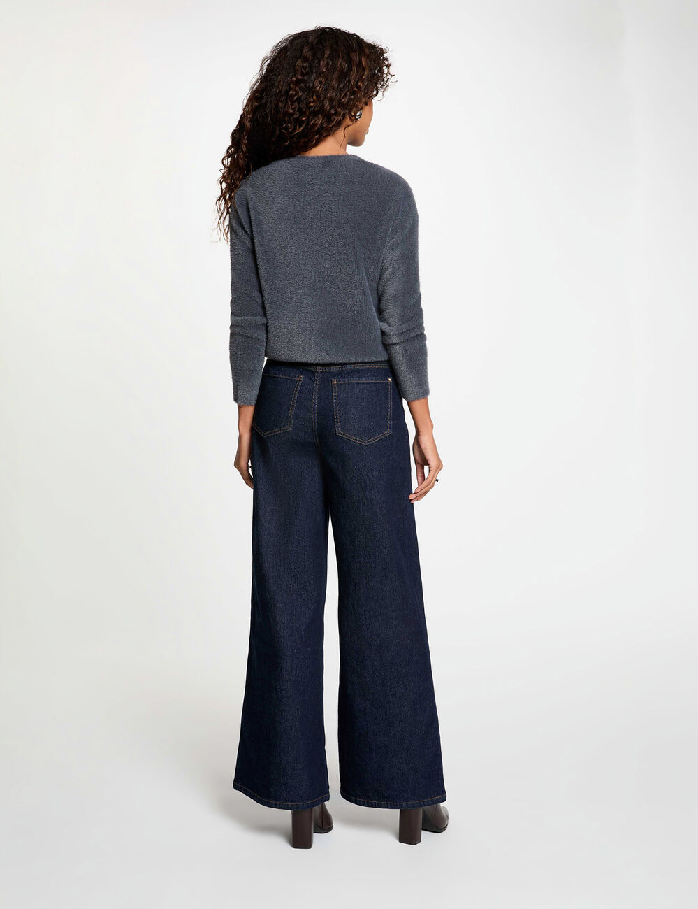 Jersey con cuello redondo y botones mujer