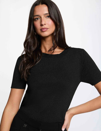 Jersey cuello redondo negro mujer