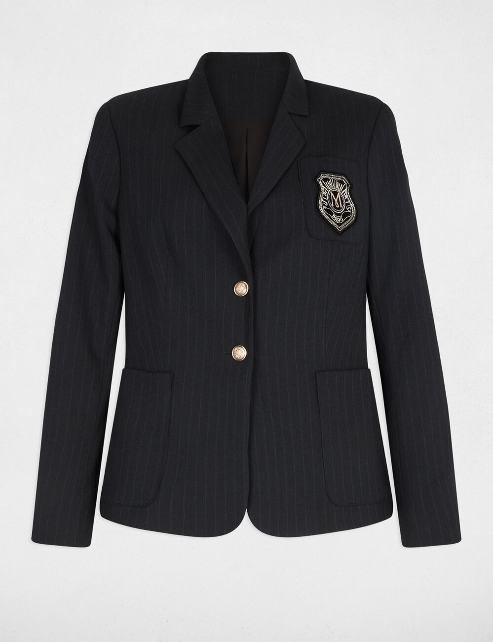 Blazer recto a rayas azul marino mujer
