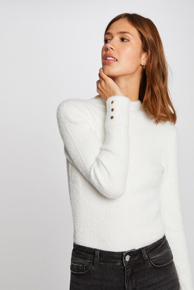 Jersey manga larga punto aterciopelado crudo mujer