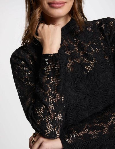 Vestido corto ajustado encaje negro mujer