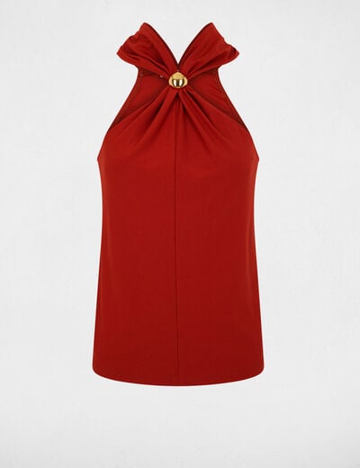 Top de tirantes con cuello ajustable naranja oscuro mujer
