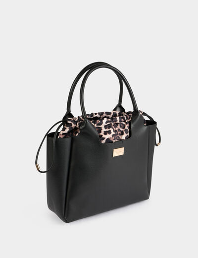 Bolso shopper con estuche negro mujer