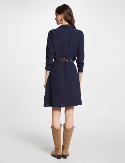 Vestido corto recto holgado azul marino mujer