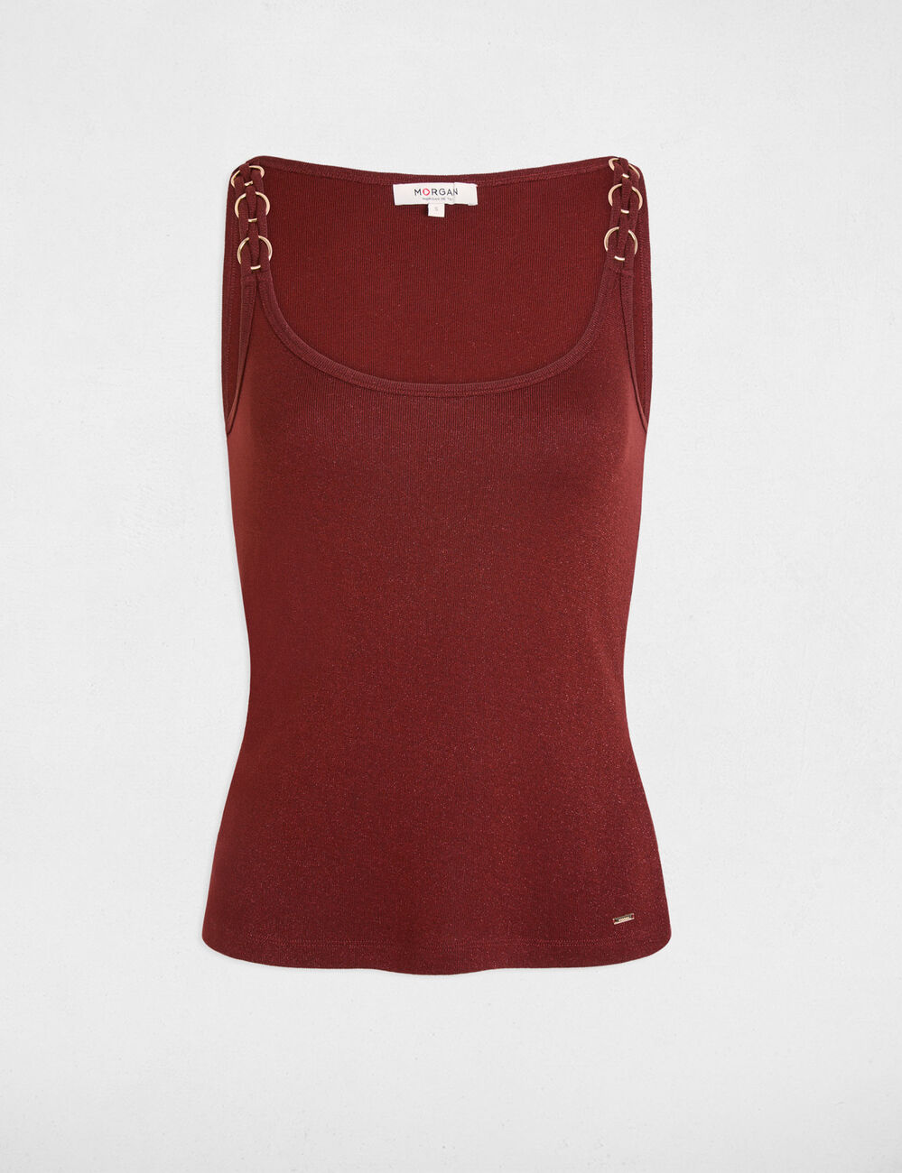 Camiseta ajustada cuello redondo marr&oacute;n co&ntilde;ac mujer
