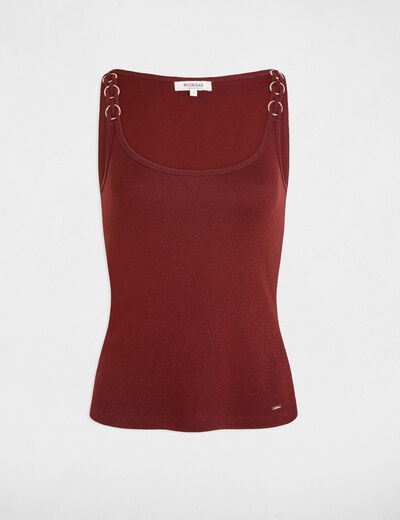 Camiseta ajustada cuello redondo marr&oacute;n co&ntilde;ac mujer