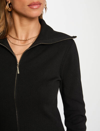 Vestido punto ajustado negro mujer