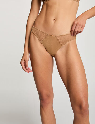 Braguita de encaje de tiro bajo amarillo oro mujer