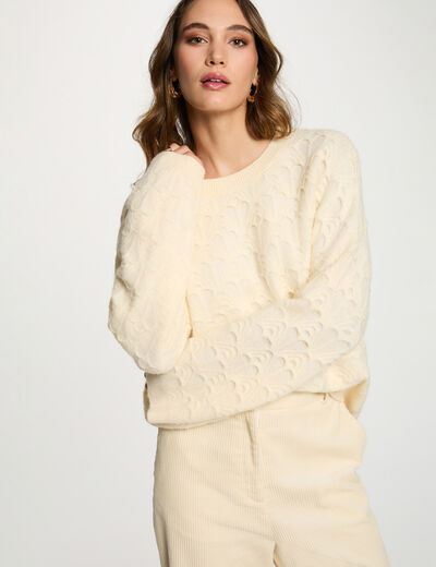 Jersey cuello redondo fantas&iacute;a marfil mujer