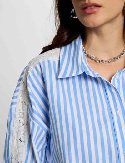 Camisa manga larga rayas multicolor mujer