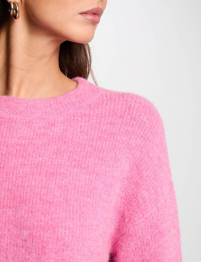 Jersey cuello redondo rosa mujer