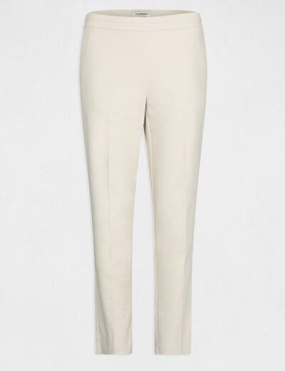 Pantal&oacute;n cigarette estilo corto marfil mujer