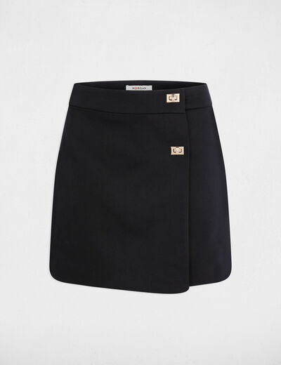 Falda pantal&oacute;n corto de cintura alta negro mujer