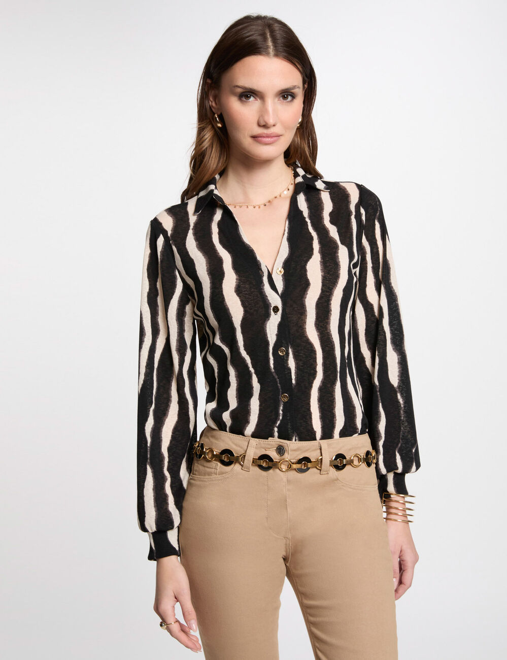 Camiseta manga larga multicolor mujer