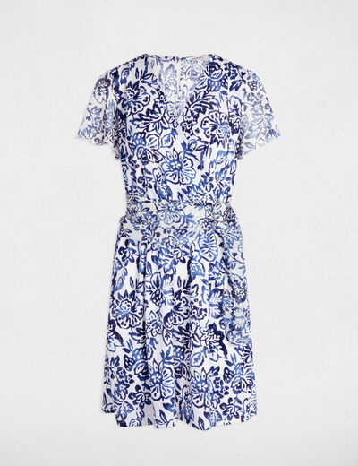 Vestido corto recto estampado multicolor mujer