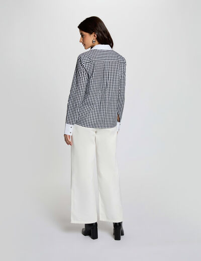 Camisa con cuello contrastado multicolor mujer