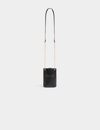 Bolso para teléfono tachuelas negro mujer