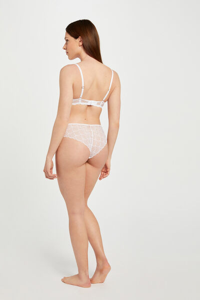Shorty de encaje blanco mujer