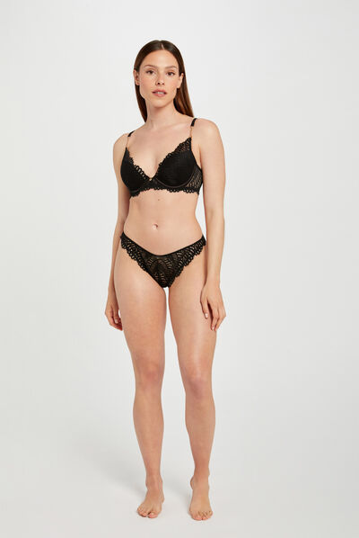 Shorty de encaje negro mujer