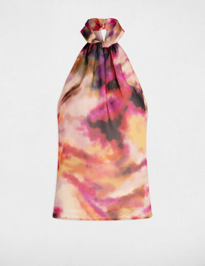 Blusa sin mangas estampada multicolor mujer