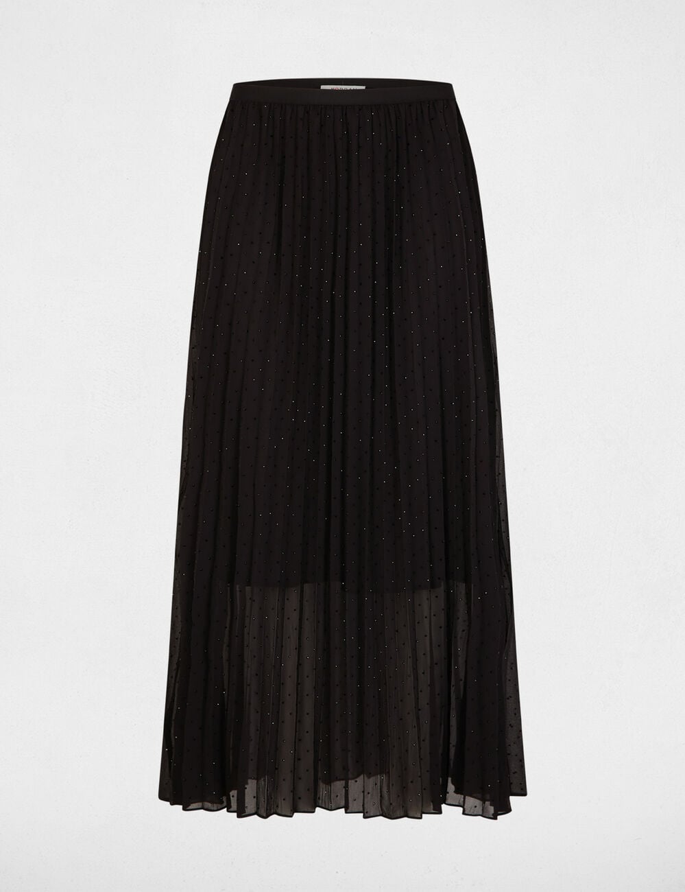 Falda larga con strass negro mujer
