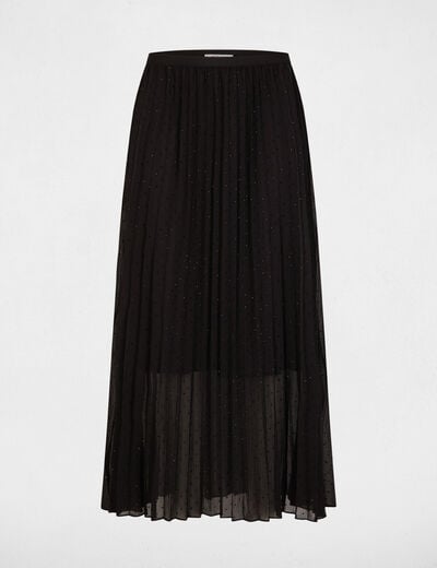 Falda larga con strass negro mujer